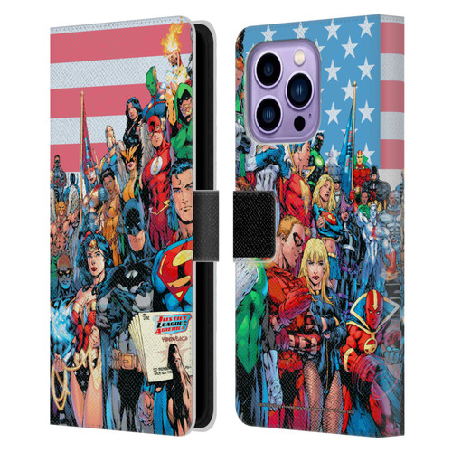 Justice League DC Comics Comic Book Covers Of America #1 Leather Book Wallet Case Cover For Apple iPhone 14 Pro Max