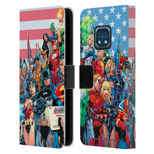 Justice League DC Comics Comic Book Covers Of America #1 Leather Book Wallet Case Cover For Nokia XR20