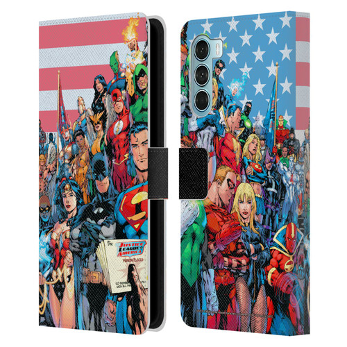 Justice League DC Comics Comic Book Covers Of America #1 Leather Book Wallet Case Cover For Motorola Edge S30 / Moto G200 5G