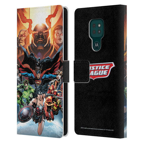 Justice League DC Comics Comic Book Covers #10 Darkseid War Leather Book Wallet Case Cover For Motorola Moto G9 Play