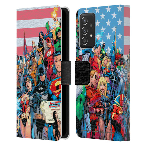 Justice League DC Comics Comic Book Covers Of America #1 Leather Book Wallet Case Cover For Samsung Galaxy A52 / A52s / 5G (2021)