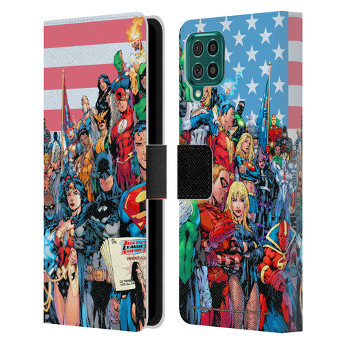 Justice League DC Comics Comic Book Covers Of America #1 Leather Book Wallet Case Cover For Samsung Galaxy F62 (2021)