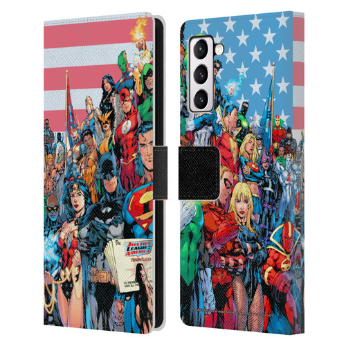 Justice League DC Comics Comic Book Covers Of America #1 Leather Book Wallet Case Cover For Samsung Galaxy S21+ 5G