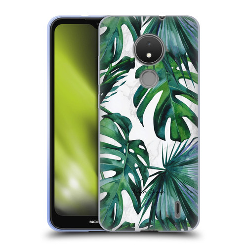 Nature Magick Tropical Palm Leaves On Marble Green Tropics Soft Gel Case for Nokia C21