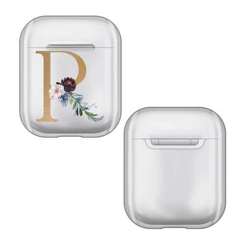 Nature Magick Floral Monogram Letter 2 Letter R Clear Hard Crystal Cover Case for Apple AirPods 1 1st Gen / 2 2nd Gen Charging Case