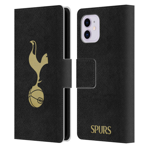 Tottenham Hotspur F.C. Badge Black And Gold Leather Book Wallet Case Cover For Apple iPhone 11