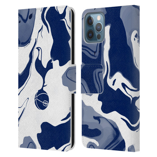 Tottenham Hotspur F.C. Badge Blue And White Marble Leather Book Wallet Case Cover For Apple iPhone 12 / iPhone 12 Pro