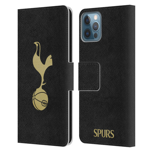 Tottenham Hotspur F.C. Badge Black And Gold Leather Book Wallet Case Cover For Apple iPhone 12 / iPhone 12 Pro