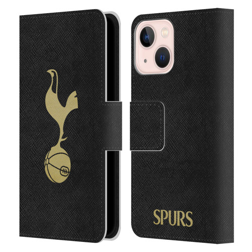 Tottenham Hotspur F.C. Badge Black And Gold Leather Book Wallet Case Cover For Apple iPhone 13 Mini