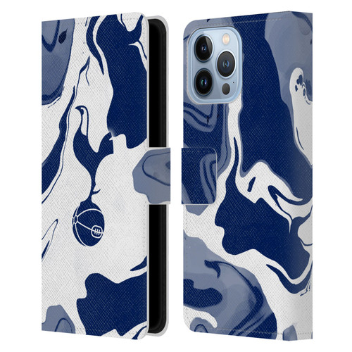 Tottenham Hotspur F.C. Badge Blue And White Marble Leather Book Wallet Case Cover For Apple iPhone 13 Pro Max