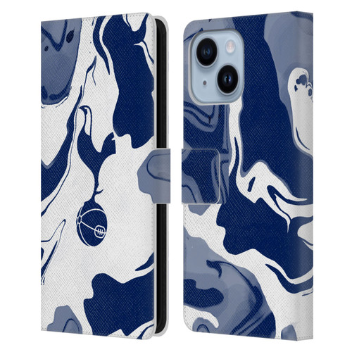 Tottenham Hotspur F.C. Badge Blue And White Marble Leather Book Wallet Case Cover For Apple iPhone 14 Plus