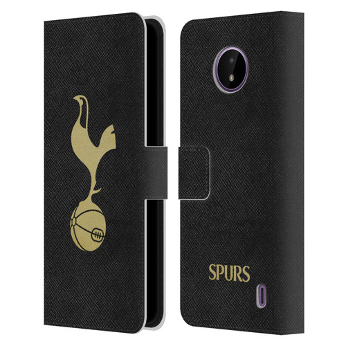 Tottenham Hotspur F.C. Badge Black And Gold Leather Book Wallet Case Cover For Nokia C10 / C20