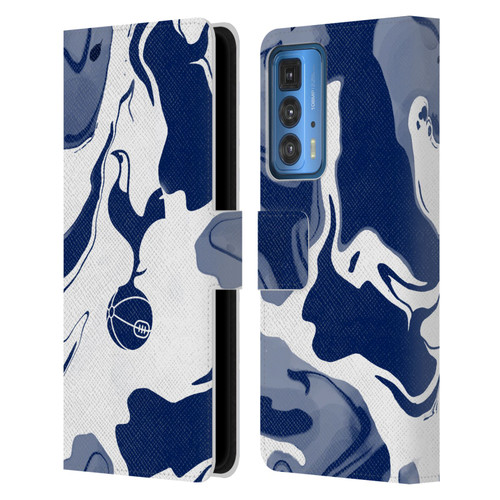 Tottenham Hotspur F.C. Badge Blue And White Marble Leather Book Wallet Case Cover For Motorola Edge 20 Pro