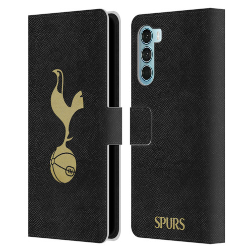 Tottenham Hotspur F.C. Badge Black And Gold Leather Book Wallet Case Cover For Motorola Edge S30 / Moto G200 5G