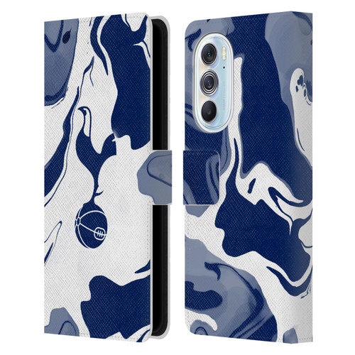 Tottenham Hotspur F.C. Badge Blue And White Marble Leather Book Wallet Case Cover For Motorola Edge X30