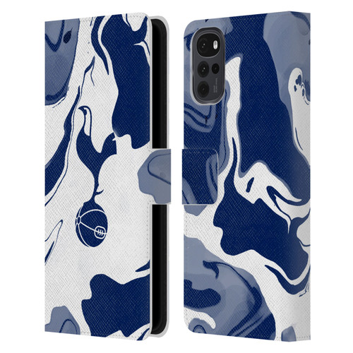 Tottenham Hotspur F.C. Badge Blue And White Marble Leather Book Wallet Case Cover For Motorola Moto G22