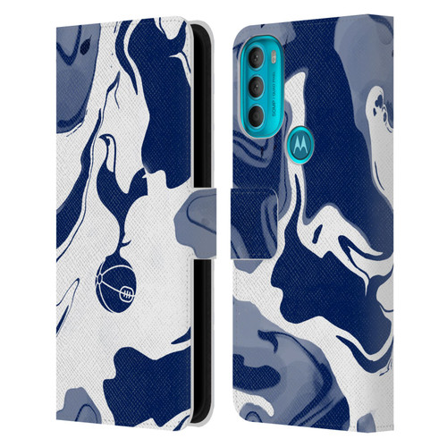 Tottenham Hotspur F.C. Badge Blue And White Marble Leather Book Wallet Case Cover For Motorola Moto G71 5G