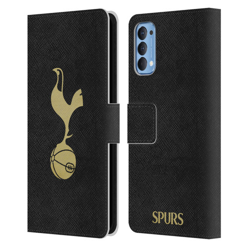 Tottenham Hotspur F.C. Badge Black And Gold Leather Book Wallet Case Cover For OPPO Reno 4 5G