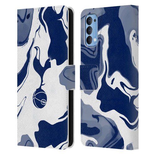 Tottenham Hotspur F.C. Badge Blue And White Marble Leather Book Wallet Case Cover For OPPO Reno 4 5G