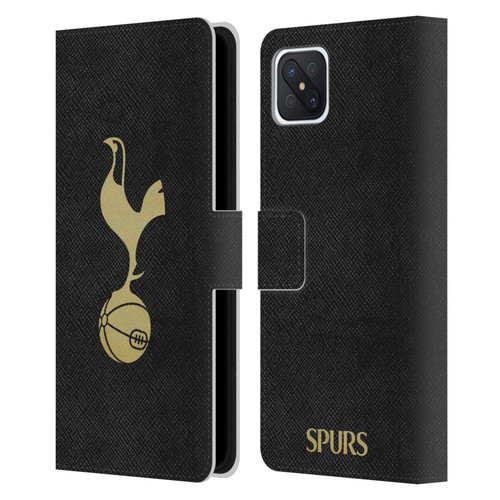 Tottenham Hotspur F.C. Badge Black And Gold Leather Book Wallet Case Cover For OPPO Reno4 Z 5G