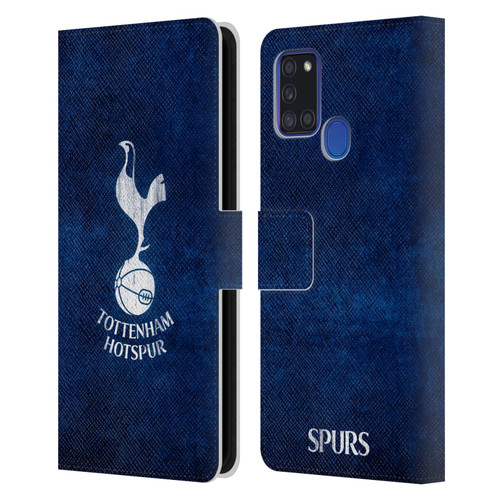 Tottenham Hotspur F.C. Badge Distressed Leather Book Wallet Case Cover For Samsung Galaxy A21s (2020)
