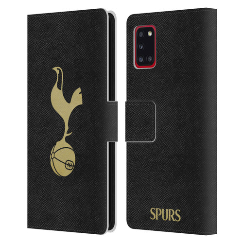 Tottenham Hotspur F.C. Badge Black And Gold Leather Book Wallet Case Cover For Samsung Galaxy A31 (2020)
