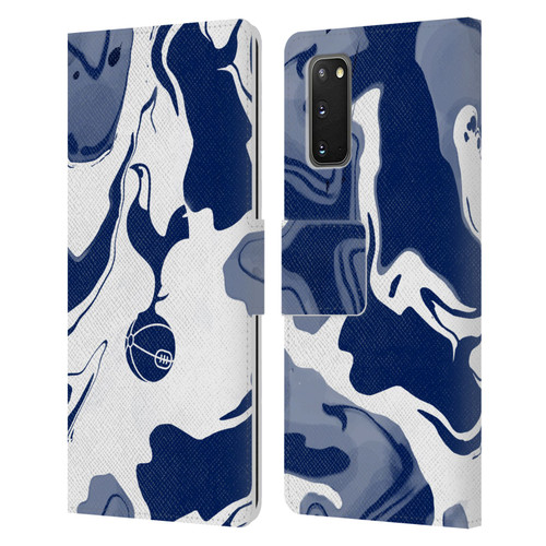 Tottenham Hotspur F.C. Badge Blue And White Marble Leather Book Wallet Case Cover For Samsung Galaxy S20 / S20 5G