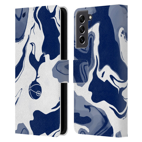 Tottenham Hotspur F.C. Badge Blue And White Marble Leather Book Wallet Case Cover For Samsung Galaxy S21 FE 5G