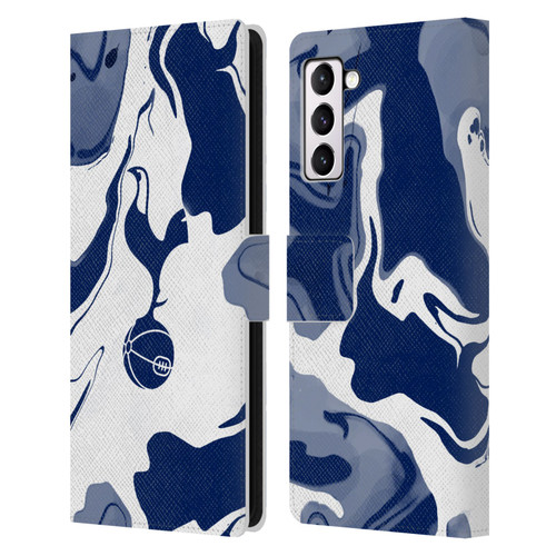 Tottenham Hotspur F.C. Badge Blue And White Marble Leather Book Wallet Case Cover For Samsung Galaxy S21+ 5G