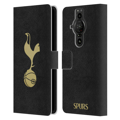 Tottenham Hotspur F.C. Badge Black And Gold Leather Book Wallet Case Cover For Sony Xperia Pro-I
