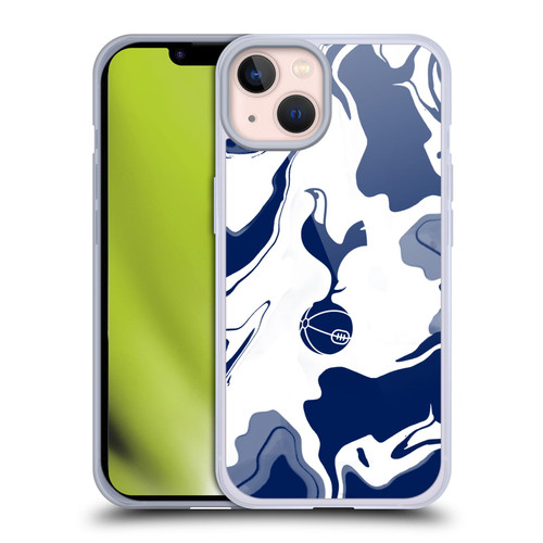 Tottenham Hotspur F.C. Badge Blue And White Marble Soft Gel Case for Apple iPhone 13