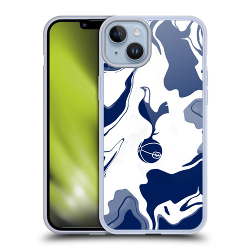 Tottenham Hotspur F.C. Badge Blue And White Marble Soft Gel Case for Apple iPhone 14 Plus