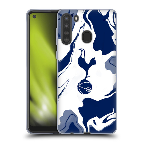 Tottenham Hotspur F.C. Badge Blue And White Marble Soft Gel Case for Samsung Galaxy A21 (2020)