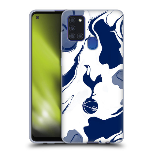 Tottenham Hotspur F.C. Badge Blue And White Marble Soft Gel Case for Samsung Galaxy A21s (2020)