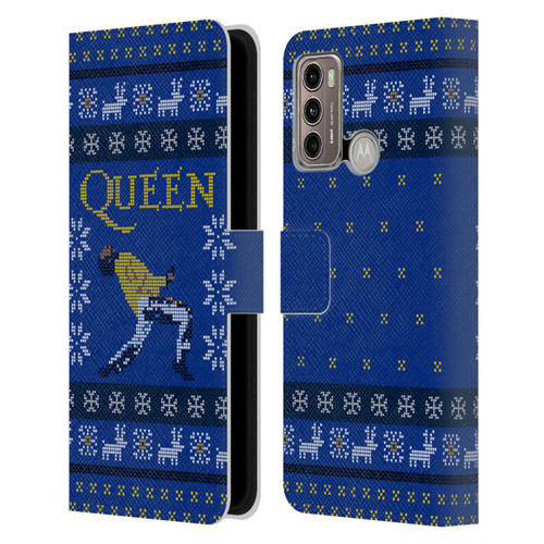 Queen Christmas Freddie Mercury Knitwork Leather Book Wallet Case Cover For Motorola Moto G60 / Moto G40 Fusion