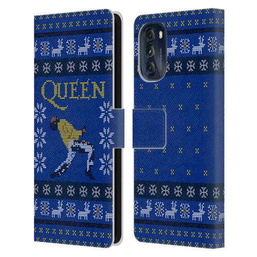 Queen Christmas Freddie Mercury Knitwork Leather Book Wallet Case Cover For Motorola Moto G (2022)