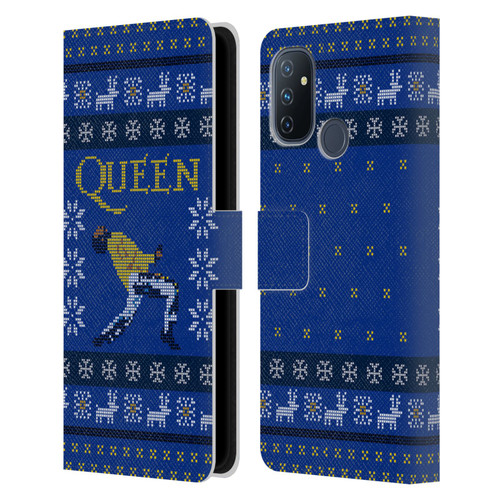 Queen Christmas Freddie Mercury Knitwork Leather Book Wallet Case Cover For OnePlus Nord N100
