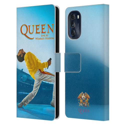 Queen Key Art Freddie Mercury Live At Wembley Leather Book Wallet Case Cover For Motorola Moto G (2022)