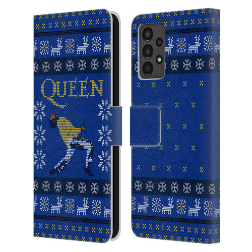 Queen Christmas Freddie Mercury Knitwork Leather Book Wallet Case Cover For Samsung Galaxy A13 (2022)