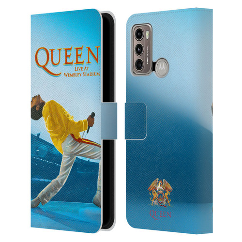 Queen Key Art Freddie Mercury Live At Wembley Leather Book Wallet Case Cover For Motorola Moto G60 / Moto G40 Fusion