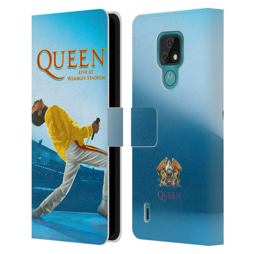 Queen Key Art Freddie Mercury Live At Wembley Leather Book Wallet Case Cover For Motorola Moto E7