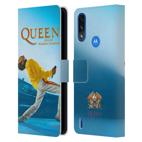 Queen Key Art Freddie Mercury Live At Wembley Leather Book Wallet Case Cover For Motorola Moto E7 Power / Moto E7i Power