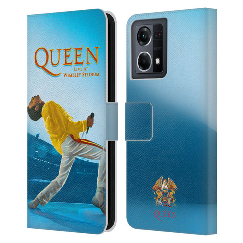 Queen Key Art Freddie Mercury Live At Wembley Leather Book Wallet Case Cover For OPPO Reno8 4G