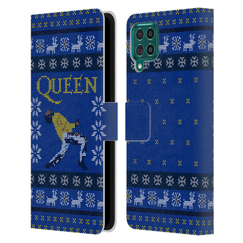 Queen Christmas Freddie Mercury Knitwork Leather Book Wallet Case Cover For Samsung Galaxy F62 (2021)