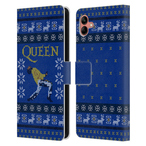 Queen Christmas Freddie Mercury Knitwork Leather Book Wallet Case Cover For Samsung Galaxy A04 (2022)