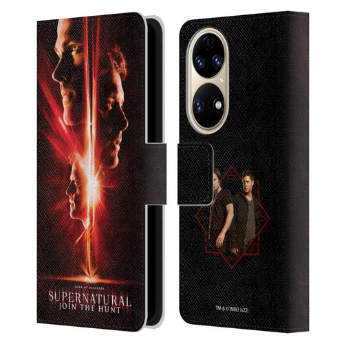 Supernatural Key Art Sam, Dean & Castiel Leather Book Wallet Case Cover For Huawei P50