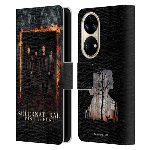 Supernatural Key Art Sam, Dean, Castiel & Crowley Leather Book Wallet Case Cover For Huawei P50