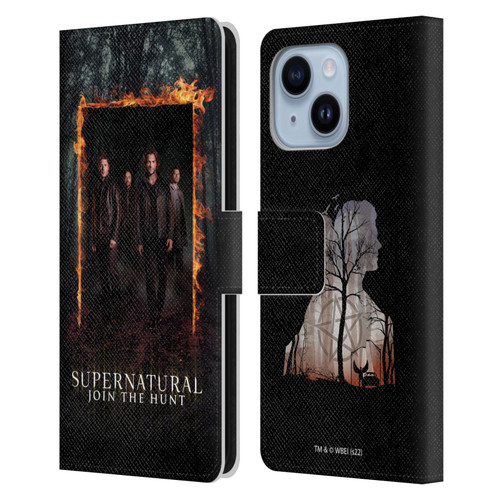 Supernatural Key Art Sam, Dean, Castiel & Crowley Leather Book Wallet Case Cover For Apple iPhone 14 Plus