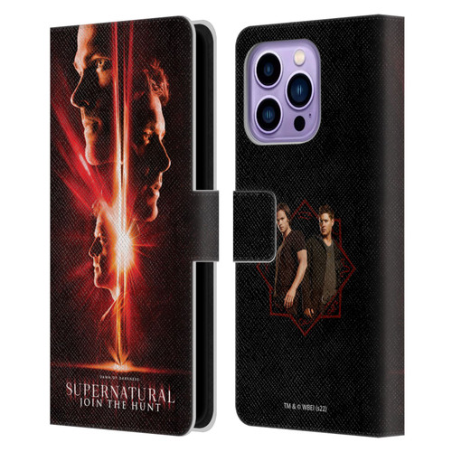 Supernatural Key Art Sam, Dean & Castiel Leather Book Wallet Case Cover For Apple iPhone 14 Pro Max