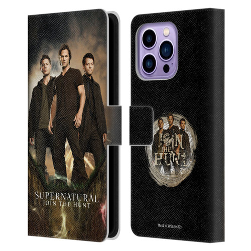 Supernatural Key Art Sam, Dean & Castiel 2 Leather Book Wallet Case Cover For Apple iPhone 14 Pro Max